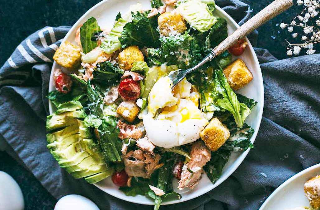 BLT Salmon Caesar Salad from Eggland’s Best